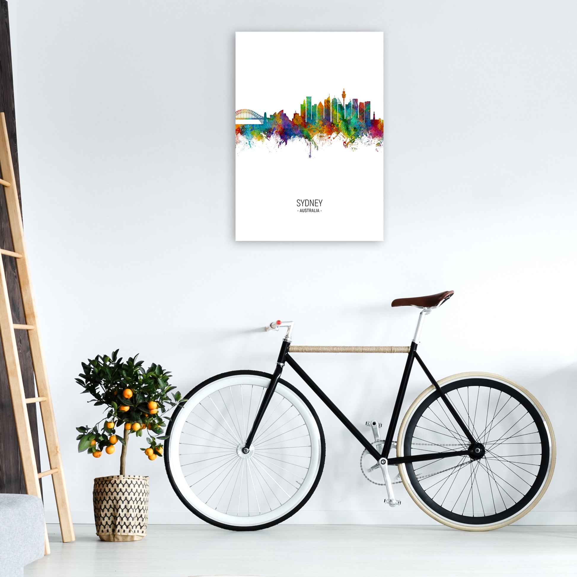 Sydney Australia Skyline Portrait Art Print by Michael Tompsett A1 Black Frame