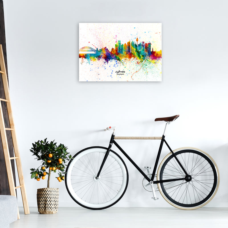 Sydney Australia Skyline Splash Art Print by Michael Tompsett A1 Black Frame