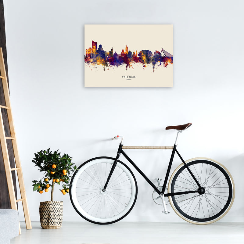 Valencia Spain Skyline Autumn City Name Art Print by Michael Tompsett A1 Black Frame