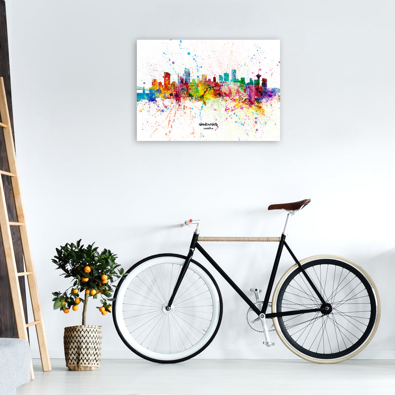 Vancouver Canada Skyline Splash Art Print by Michael Tompsett A1 Black Frame
