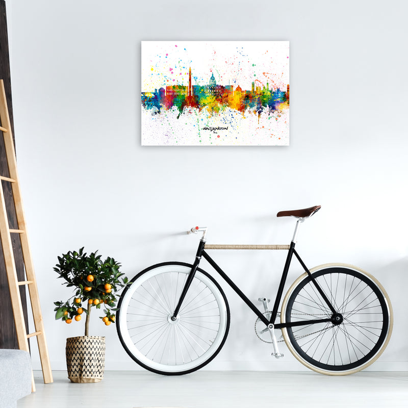 Washington Dc Skyline Splash Art Print by Michael Tompsett A1 Black Frame
