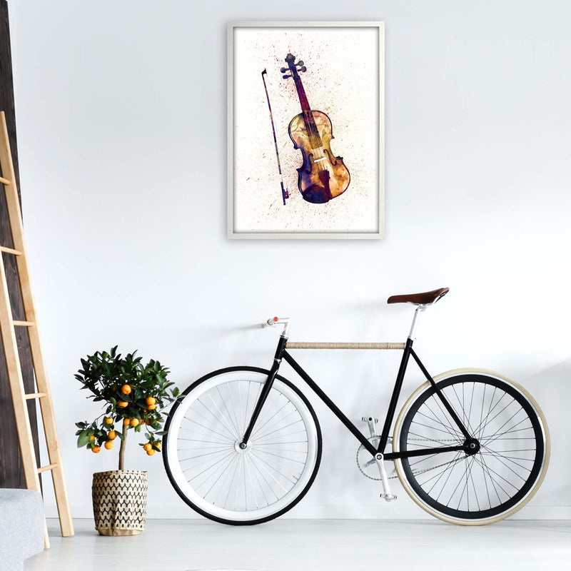 Violin Watercolour Print by Michael Tompsett A1 Oak Frame