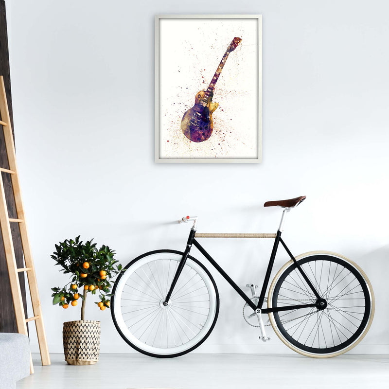 Electric Guitar Watercolour Ii Print by Michael Tompsett A1 Oak Frame