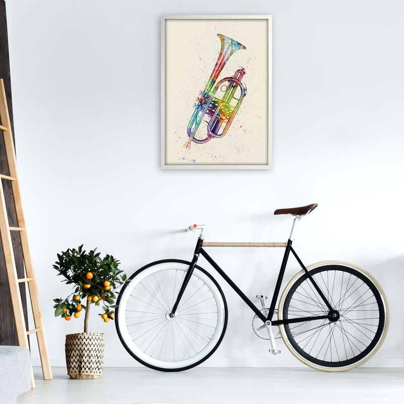 Cornet Watercolour Multi-Colour Print by Michael Tompsett A1 Oak Frame