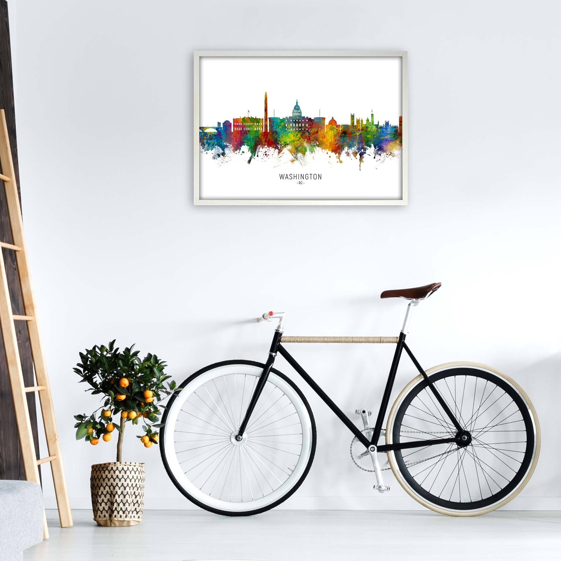Washington Dc Skyline Art Print by Michael Tompsett A1 Oak Frame