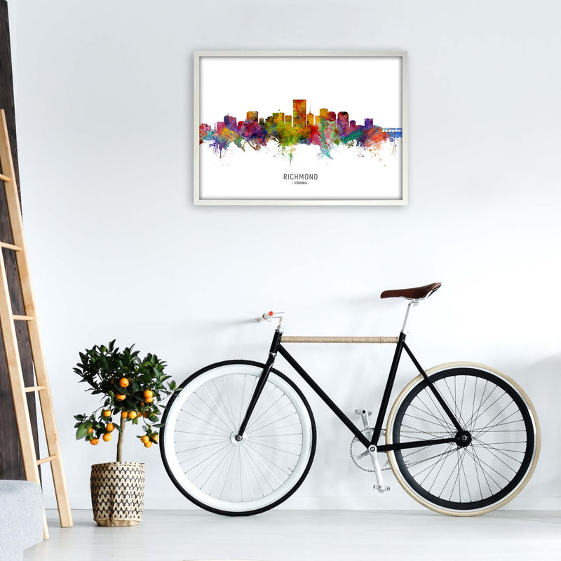Richmond Virginia Skyline Art Print by Michael Tompsett A1 Oak Frame