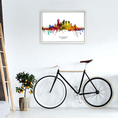 Pittsburgh Pennsylvania Skyline Art Print by Michael Tompsett A1 Oak Frame