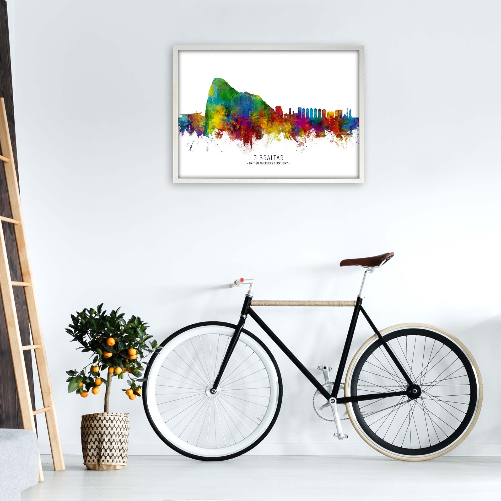 Gibraltar  Skyline Art Print by Michael Tompsett A1 Oak Frame