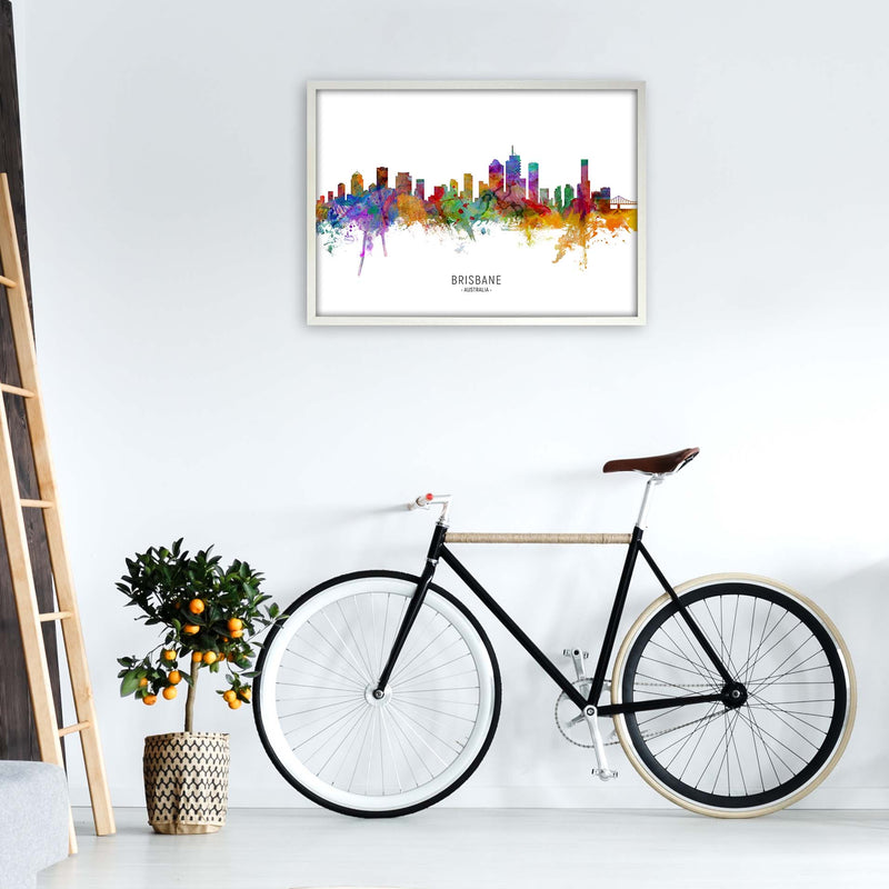 Brisbane Australia Skyline Art Print by Michael Tompsett A1 Oak Frame