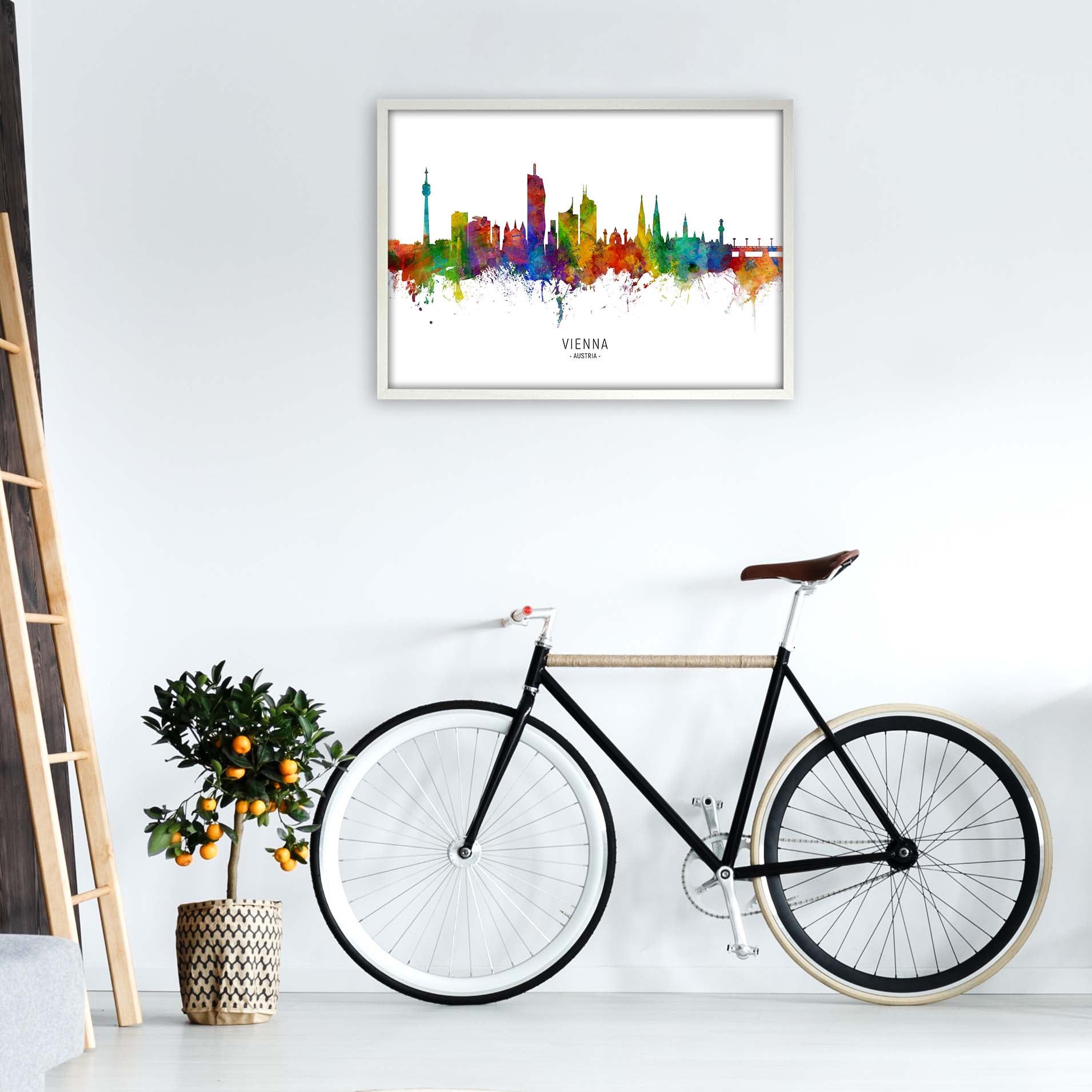 Vienna Austria Skyline Art Print by Michael Tompsett A1 Oak Frame