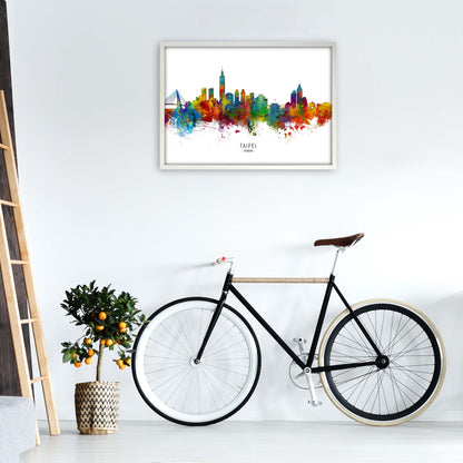 Taipei Taiwan Skyline Art Print by Michael Tompsett A1 Oak Frame