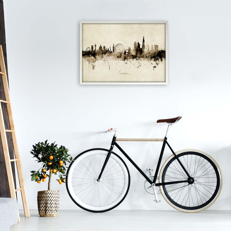London England Skyline Vintage  Art Print by Michael Tompsett A1 Oak Frame