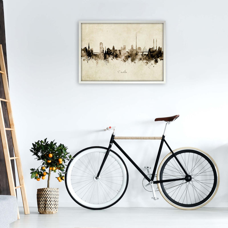 Dublin Ireland Skyline Vintage  Art Print by Michael Tompsett A1 Oak Frame