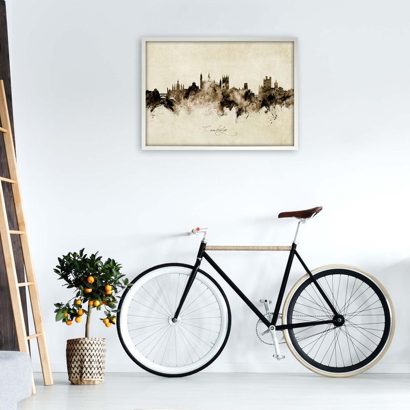 Cambridge England Skyline Vintage Print by Michael Tompsett A1 Oak Frame