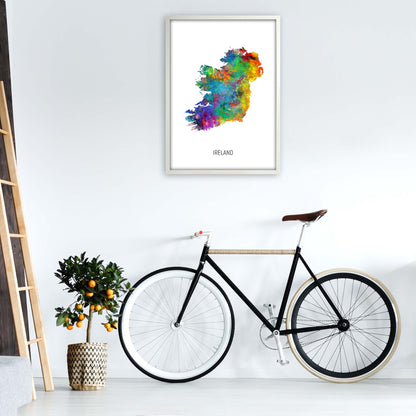 Ireland Watercolour Map Art Print by Michael Tompsett A1 Oak Frame