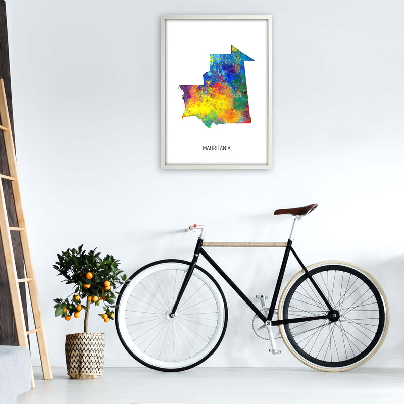 Mauritania Watercolour Map Art Print by Michael Tompsett A1 Oak Frame