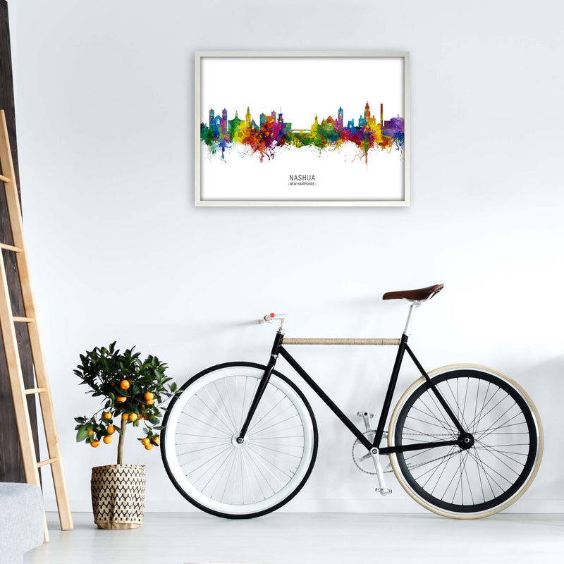 Nashua New Hampshire Skyline Art Print by Michael Tompsett A1 Oak Frame
