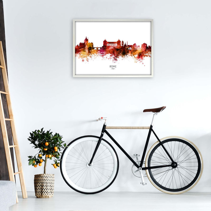 Rome Italy Skyline Red City Name Print by Michael Tompsett A1 Oak Frame