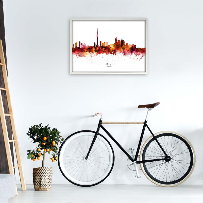 Toronto Canada Skyline Red City Name  by Michael Tompsett A1 Oak Frame