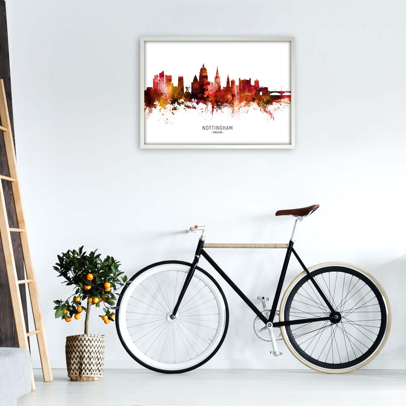 Nottingham England Skyline Red City Name  by Michael Tompsett A1 Oak Frame