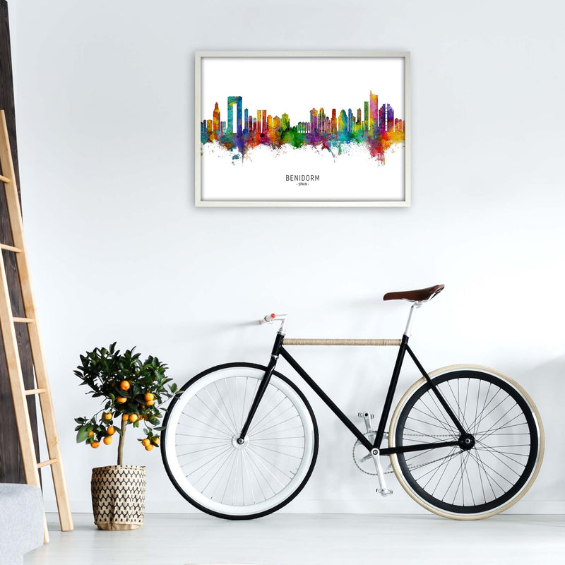 Benidorm Spain Skyline Art Print by Michael Tompsett A1 Oak Frame