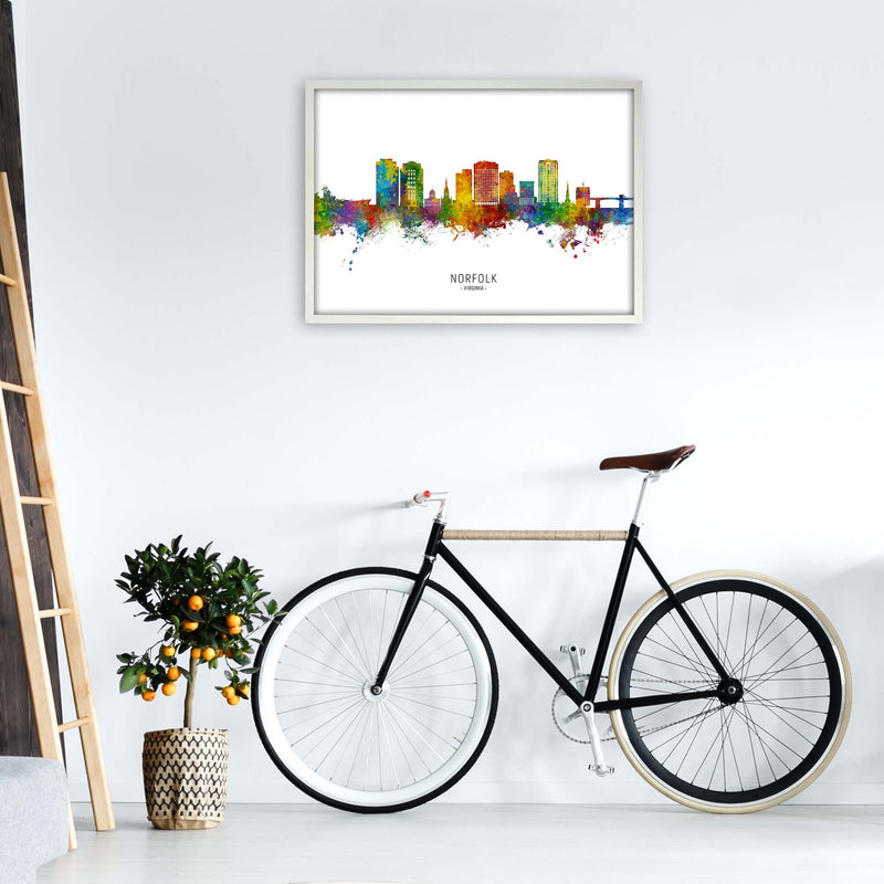 Norfolk Virginia Skyline Art Print by Michael Tompsett A1 Oak Frame