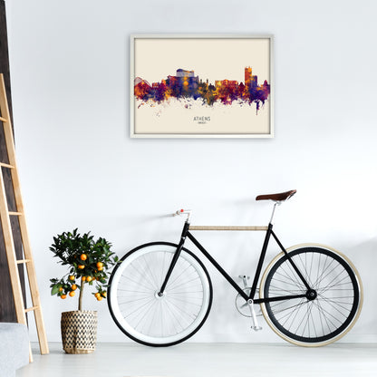 Athens Greece Skyline Autumn City Name Art Print by Michael Tompsett A1 Oak Frame