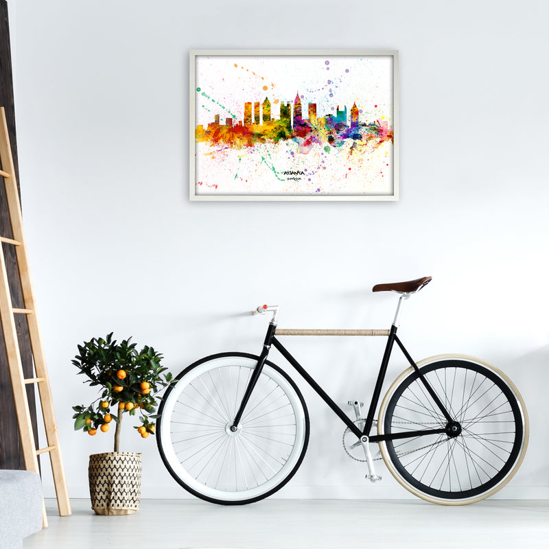 Atlanta Georgia Skyline Splash Art Print by Michael Tompsett A1 Oak Frame