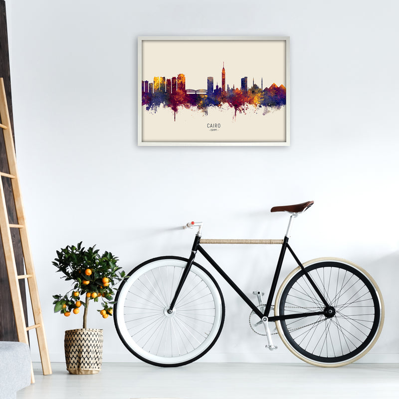 Cairo Egypt Skyline Autumn City Name Art Print by Michael Tompsett A1 Oak Frame