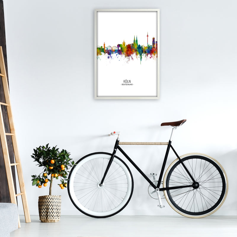Cologne Germany Skyline Portrait Art Print by Michael Tompsett A1 Oak Frame