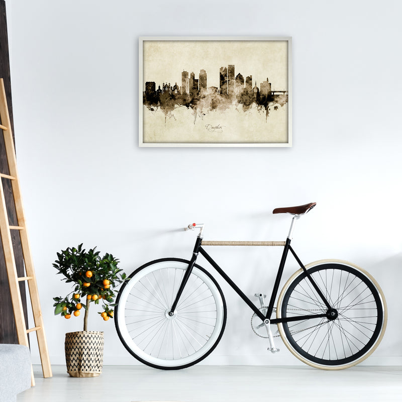 Dayton Ohio Skyline Vintage Art Print by Michael Tompsett A1 Oak Frame