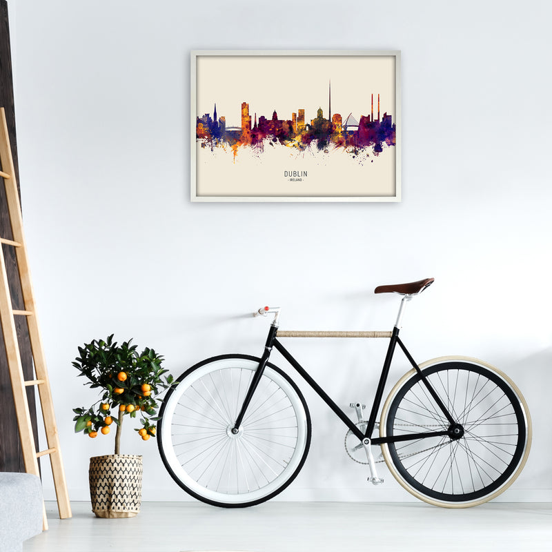 Dublin Ireland Skyline Autumn City Name Art Print by Michael Tompsett A1 Oak Frame