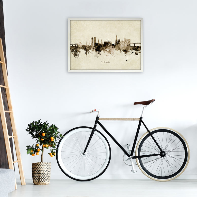 Dundee Scotland Skyline Vintage Art Print by Michael Tompsett A1 Oak Frame