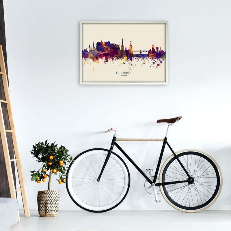Edinburgh Scotland Skyline Autumn City Name Art Print by Michael Tompsett A1 Oak Frame