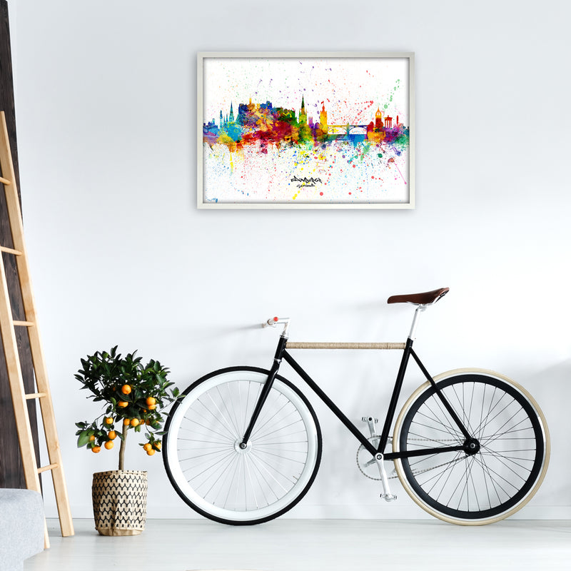 Edinburgh Scotland Skyline Splash Art Print by Michael Tompsett A1 Oak Frame