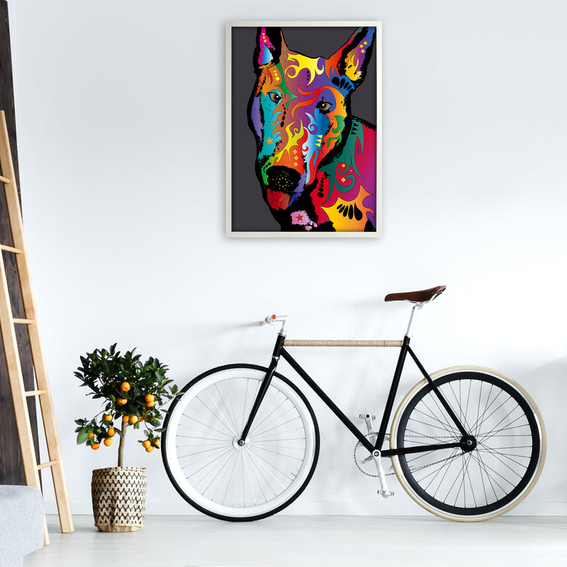 English Bull Terrier Dog Art Print by Michael Tompsett A1 Oak Frame