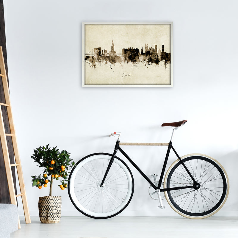 Exeter England Skyline Vintage Art Print by Michael Tompsett A1 Oak Frame
