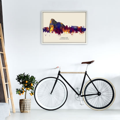 Gibraltar Skyline Autumn City Name Art Print by Michael Tompsett A1 Oak Frame