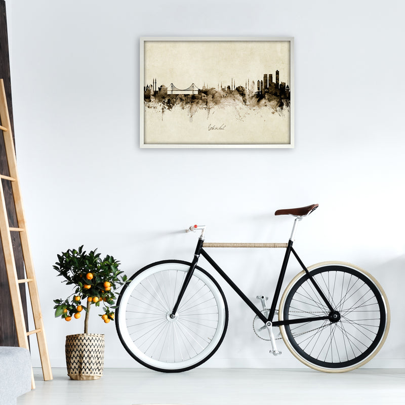 Istanbul Turkey Skyline Vintage Art Print by Michael Tompsett A1 Oak Frame