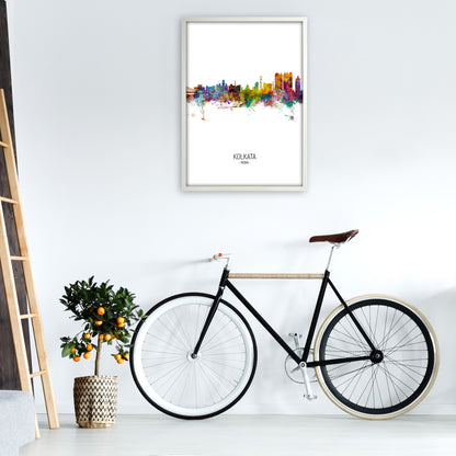 Kolkata India Skyline Portrait Art Print by Michael Tompsett A1 Oak Frame