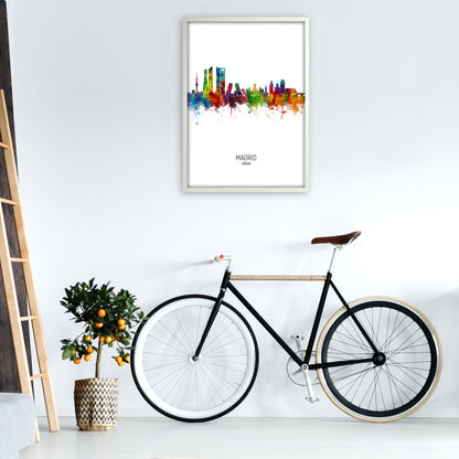 Madrid Spain Skyline Portrait Art Print by Michael Tompsett A1 Oak Frame