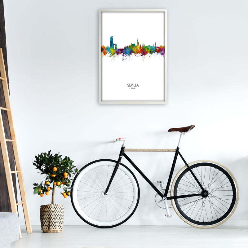 Sevilla Spain Skyline Portrait Art Print by Michael Tompsett A1 Oak Frame