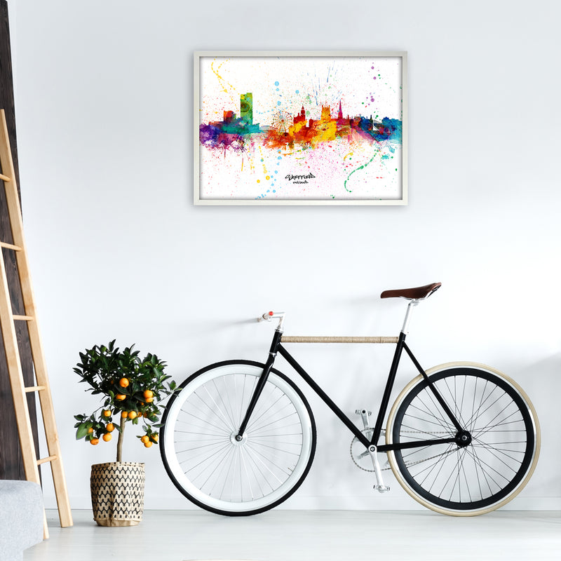 Sheffield England Skyline Splash Art Print by Michael Tompsett A1 Oak Frame