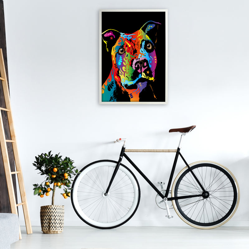 Staffordshire Bull Terrier Dog Art Print by Michael Tompsett A1 Oak Frame