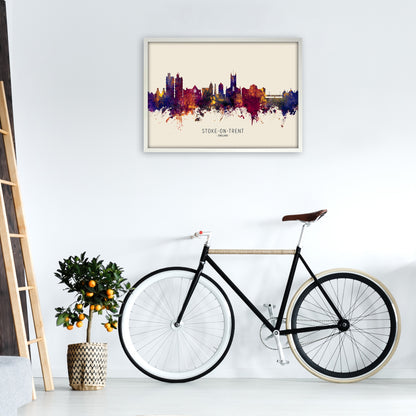 Stoke-On-Trent England Skyline Autumn City Name Art Print by Michael Tompsett A1 Oak Frame