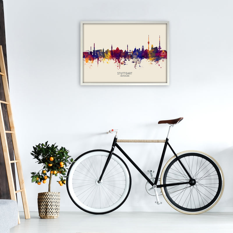Stuttgart Deutschland Skyline Autumn City Name Art Print by Michael Tompsett A1 Oak Frame
