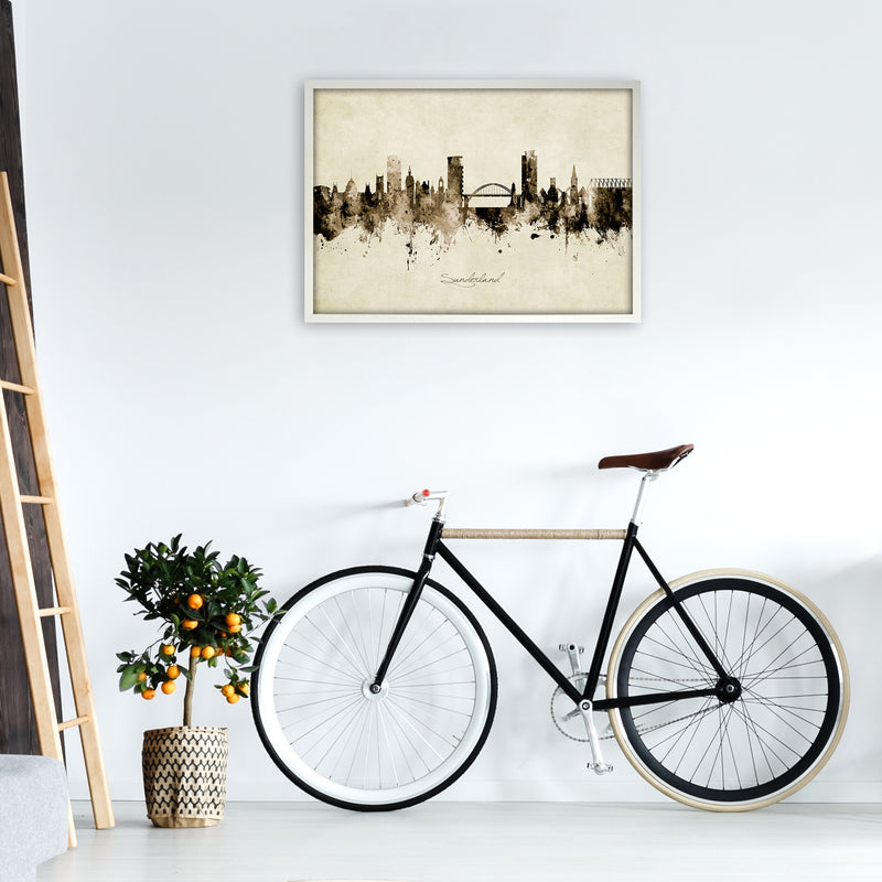 Sunderland England Skyline Vintage Art Print by Michael Tompsett A1 Oak Frame