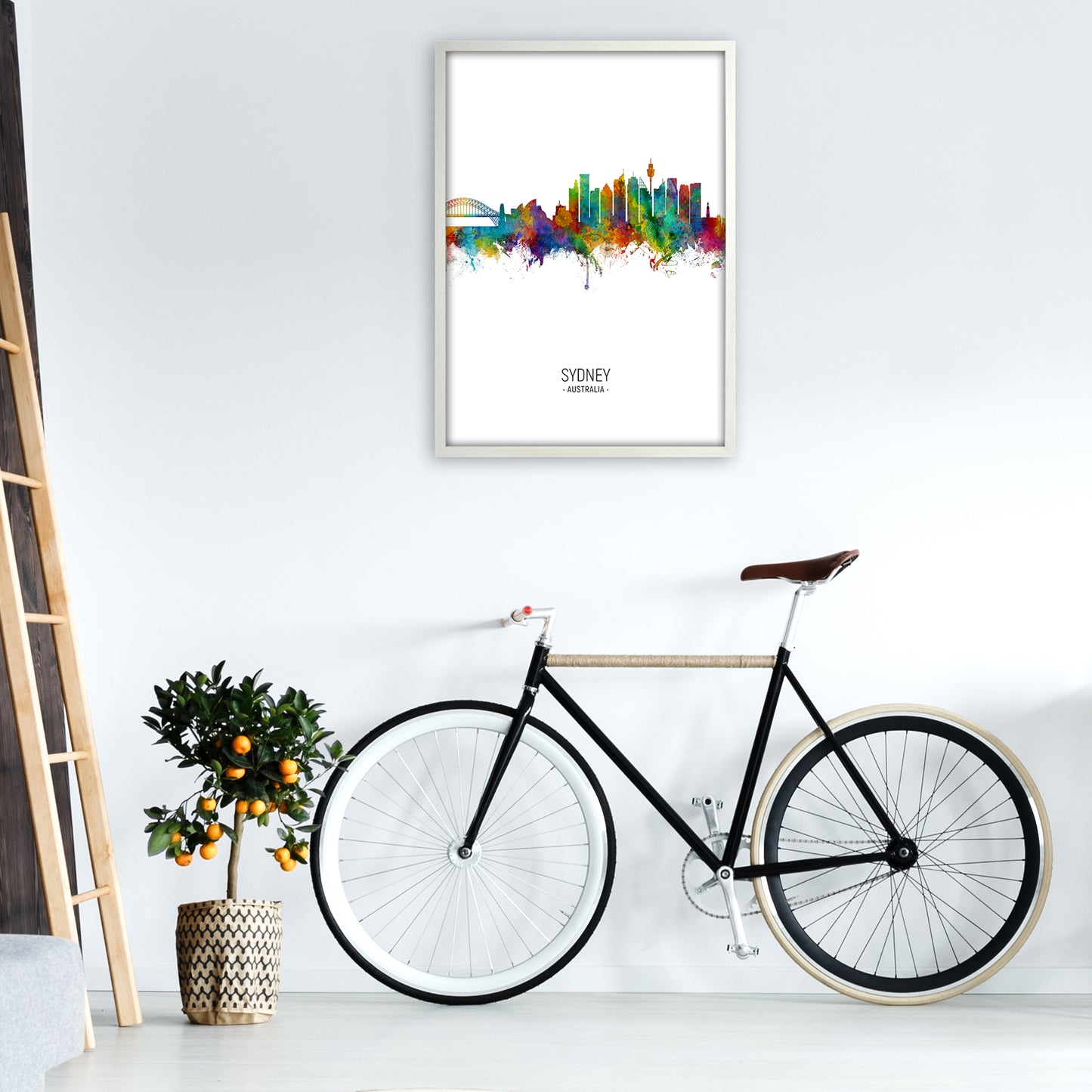 Sydney Australia Skyline Portrait Art Print by Michael Tompsett A1 Oak Frame
