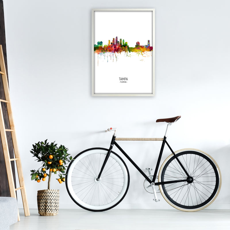 Tampa Florida Skyline Portrait Art Print by Michael Tompsett A1 Oak Frame