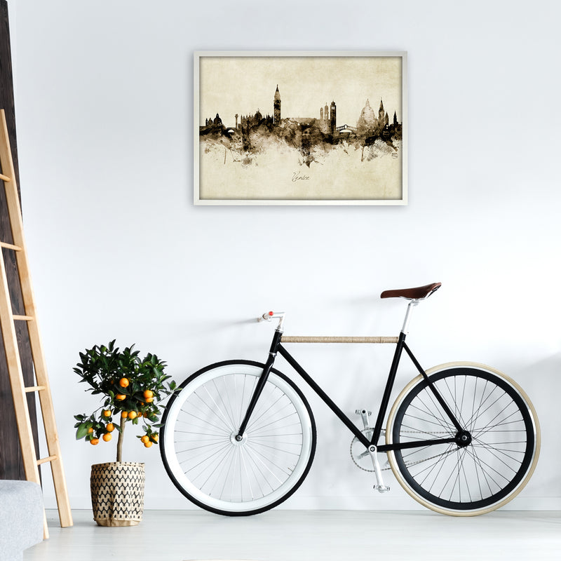 Venice Italy Skyline Vintage Art Print by Michael Tompsett A1 Oak Frame